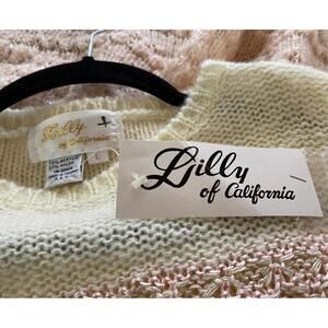 Lot Two Lilly California Vintage 80s Knit Sweater Pink Striped Pastel Size Large
